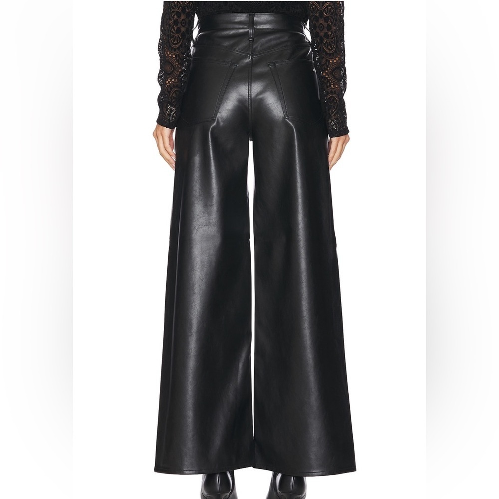 Rag & Bone Sofie Faux Leather Wide Leg High Rise Pants Dark Jeans Womens Size 26 - Picture 9 of 16